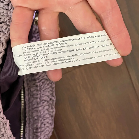 ZARA Lavender/Lilac Woven Straw Purse Silver Chain Shoulder Bag - Picture 7 of 12